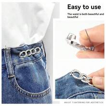 2/4/6Pcs Rhinestone Chain Waist Button Extender For Jeans, Metal Seamless Snap Fastener, Suitable For Loose Jeans, Adjustable And Detachable Pin, Black, Gold, White, Suitable For Women's Pants And Skirts - Multicolor - View 9