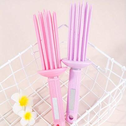 WANMEI Round Curling Hair Brush, No-Heat Curling Iron, Hair Styling Comb, Fluffy Curling Brush, Round Curling Brush, Styling Comb, Professional Hairdresser Comb, Hair Styling Tool, Suitable For All Hair Types, Natural Voluminous Curls, Suitable For Salon, Home, Personal Hair Care, Valentine's Day Gift, Back-To-School Essential