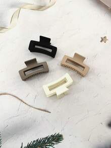 4pcs/Set Women's Fashionable Minimalist Black & Coffee Color Cute 2.5 Inch Square Hair Clips, Suitable For Half Ponytail Hairstyle, Suitable For Various Occasions, School Use, Women's Hair Accessories, Women's Gifts,Travel,Birthday - Multicolor - View 6