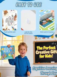 1 Set Of Reusable Sticker Books, Suitable For Children Over 3 Years Old, To Cultivate Children's Letter Learning And Vocabulary Abilities,And Prepare A Fun Interactive Learning Gift For Children - 彩色 - 查看 2