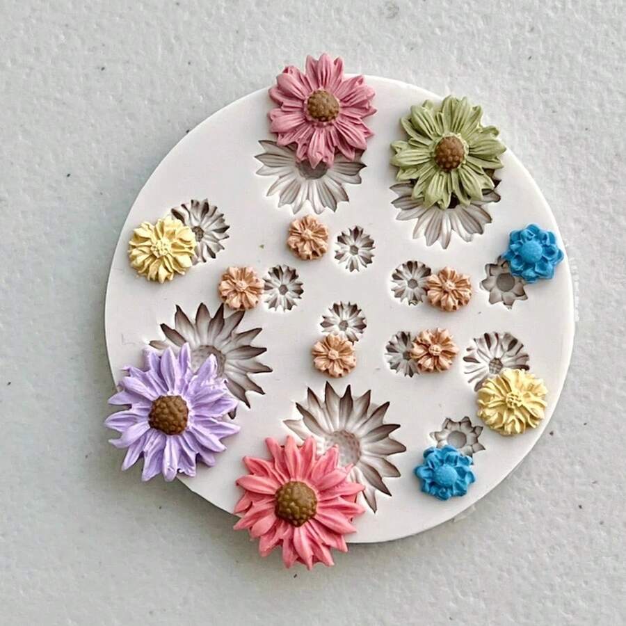 Molde de silicona con diseño de flores DIY, adecuado para pendientes, colgantes, joyería, fácil de usar, multiusos para manualidades y molde de silicona con tema de flores de primavera - moho de flores - Ver 1