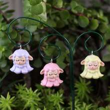 3PCS Cute Lamb Resin Hanging Ornaments With Bendable Stake, Mini Sheep Figurines For Succulent Pot, Fairy Garden Micro Landscape Decor - Multicolor - View 11