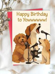 1pc Funny Dog Birthday Card, "Happy Birthday!" Cute Singing Dog Birthday Card With Envelope, Humorous Dog Theme Birthday Card Suitable For Dog Lovers And Friends - Multicolor - View 6