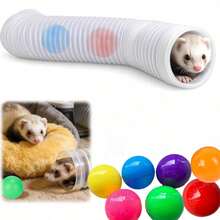 Small Foldable Tunnel With 3 Obstacle Balls, Interactive Exercise Toy For Hamsters, Ferrets, Guinea Pigs - A - View 12