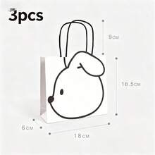 This Minimalist Rabbit-Shaped Paper Bag Features A Pure White Background With Simple Black Line Sketches To Create An Adorable And Versatile Design. Made Of Thick, Durable Kraft Paper, It Is Paired With Matching Paper Rope Handles For Both Style And Functionality. Suitable For Packaging Children's Day Gifts, Daily Gifting, Or Storage And Organization, The Small Size Is Delicate And Cute, Making It A Great Choice For Niche, -Worthy Gifts. - Multicolor - View 7
