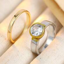 Bộ nhẫn xếp chồng hai tông màu thanh lịch, trang sức tinh tế cho dịp kỷ niệm. - Hai màu - Xem 3