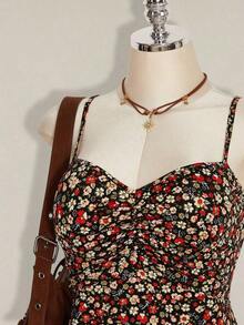 ICON Vestido de verano con estampado floral ajustado para mujer de talla grande, perfecto para el verano, el regreso a la escuela, bailes y otras ocasiones. - Multicolor - Ver 5