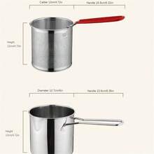 1 buah Penggorengan Stainless Steel, Panci Minyak Rumah Tangga Kecil, Penggorengan Kecil dengan Filter, Penggorengan Mini Hemat Minyak untuk Kompor Elektromagnetik untuk Menggoreng Kentang Goreng, Ayam, Nasi, Kembang Kol, Nugget Ayam, dengan Baki Penghemat Minyak, Penggorengan Mini Praktis dan Nyaman dengan Keranjang Goreng - Penggorengan - View 9
