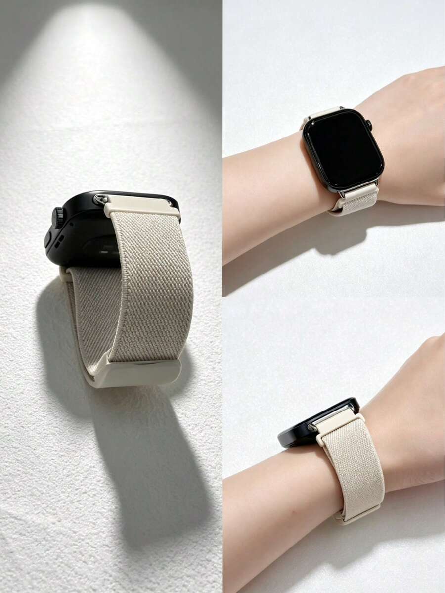 1pc Unisex Nylon Elastic Watch Band, Compatible With Redmi Watch 6, Watch 5, Fashionable Casual Breathable, Magnetic Loop Strap, Wristband Accessory, Compatible With Redmi Watch 4, Compatible With Mi Band 8Pro/9Pro - Starlight - View 1