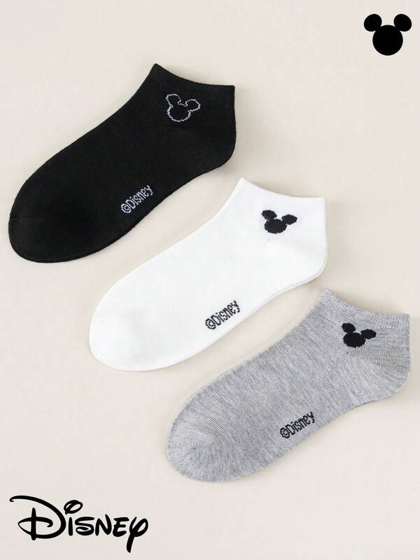 Disney 1/3/9/15 paires de chaussettes unisexes avec design d'éléments classiques, chaussettes de base respirantes et décontractées pour le port quotidien ou le sport, disponibles en noir, blanc et gris
