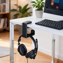 360° Rotating Clamp-On Headphone Stand, Featuring Minimalist & Fashionable Design, Made Of Plastic Material With Cable Management Slot. It Has Anti-Scratch Curved Hook, Stands 4.53 Inches Tall, And Can Support Up To 2.2 Lbs. - Multicolor - View 4