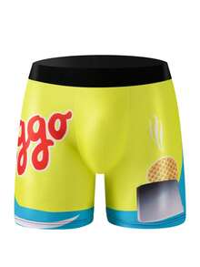 1pc Men's Random Style Casual Food Pattern Boxer Briefs, Fun Food Graphic Comfortable Daily Underwear - Multicolor - View 2