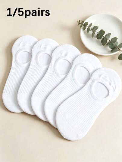 1/5 pares de calcetines de barco blancos con rayas para mujer, transpirables, suaves, cómodos y de moda, aptos para uso diario en todas las estaciones