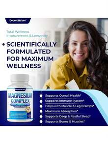Magnesium Complex 7 Elemental Magnesium Supplement 1000mg – Magnesium Glycinate, Citrate, Malate, Taurate, Oxide, Aspartate, Orotate Non-GMO 90 Capsules - Unflavored - 查看 2