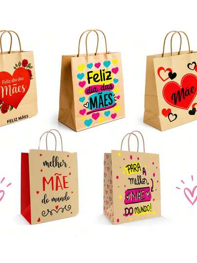 10 sacolas de papel kraft para dias das mães 18x24