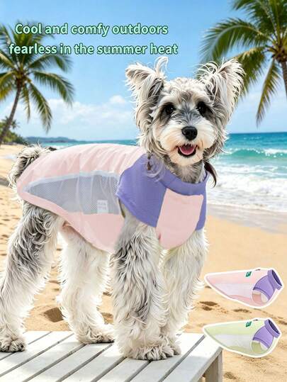 DomKim Small Dog Summer Cooling Vest, Anti-UV Anti-Insect Breathable Mesh Cooling Clothes For Outdoor Walking, Suitable For Corgi, Poodle And Other Small Dog Breeds