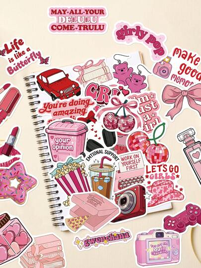 50 piezas de pegatinas impermeables con diseños lindos y femeninos, adecuadas para botellas de agua, portátiles, patinetas, guitarras, refrigeradores, equipaje, escritorios, paredes, álbumes de recortes, fundas de teléfono, útiles escolares, de vuelta a la escuela, vacaciones, fiestas, regalos de cumpleaños, suministros de scrapbooking