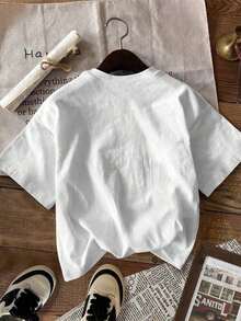 Playera algodón suave para mujerCamiseta de manga corta con cuello redondo y estampado VIVA MEXICO, estilo de comida, top casual, ropa de mujer para primavera y verano - Blanco - Ver 2