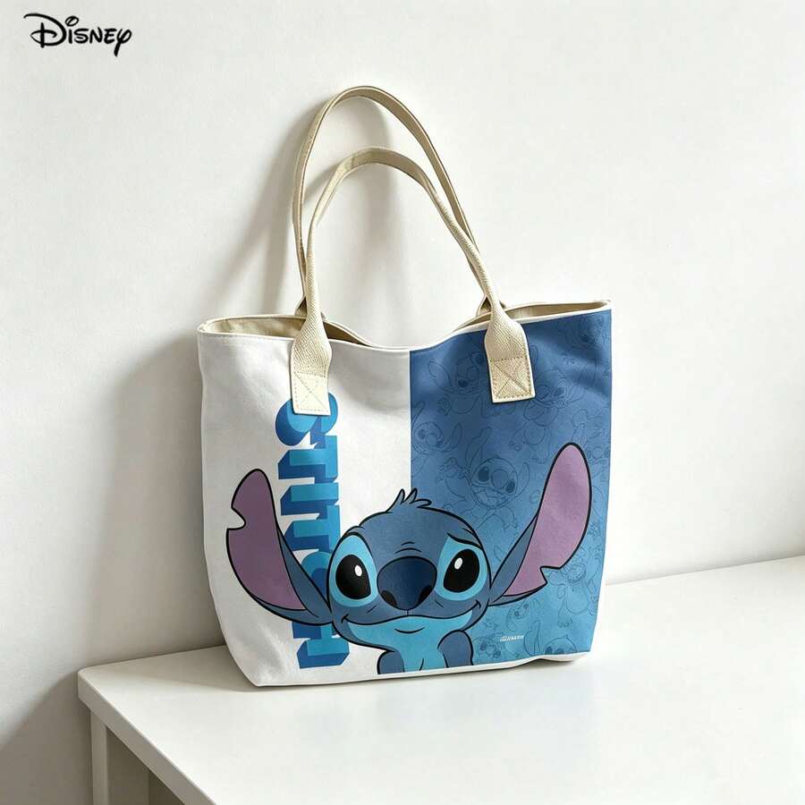 Bolso de mano y de hombro para laptop, Bolso de hombro de gran capacidad con diseño de Stitch de Disney para uso diario - Blanco - Ver 1