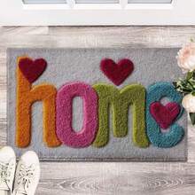 1pc Cute Heart Pattern Super Soft Microfiber Bath Mat, Non-Slip Bathroom Rug, Door Mat, Absorbent Bathroom Mat, Machine Washable, Low Pile, TPR Backing, Knitted Fabric, Suitable For Bathroom, Bedroom, Kitchen, Entryway, Indoor & Outdoor Use, Bathroom Accessory And Decor, Perfect Housewarming Gift - Multicolor - View 6
