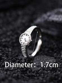 1pc Fashionable Unique Design Fake Watch Ring, Gift For Girls, Women's Decorative Watch Ring, Non-Functional - 銀色 - 查看 6