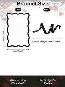 12/24/100 pièces Cartes de place en forme de coquille avec ruban, cartes de nom de table, cartes de siège de mariage DIY avec ruban en polyester, convient pour mariage, anniversaire, banquet - Voir 10