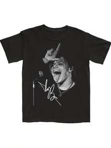 Top PicklocalYUNnGBLUDd 2025 Tour Official Merchandise Signed Idol World Tour Graphic T-Shirt, Classic Unisex Graphic T-Shirt Perfect For Everyday Wear, Casual Cotton T-Shirt, Soft, Lightweight And Comfortable For Daily Use, Stylish Casual Design Ideal For Men And Women, Crew Neck T-Shirt, Fitness Top, Going-Out Top, Outdoor Wear, Vacation, Graduation, Fitted, Slogan T-Shirt, Quote T-Shirt, Minimalist Graphic T-Shirt, Funny Graphic T-Shirt, Beach Party, Surfing, Picnic, Gift, Airport Outfit, Spring, Women's Summer Co-Out Sets, Simple Summer Outfits, Summer Co-Out, Ball Gowns, Birthday Dress, Party Outfits, Fall, Winter, All Seasons, Rave Outfit, Women's Office Wear, Curvy, Casual Outfits For Women, Women's Fitness Wear, Stylish Resort Outfit, Classic BC40 - Black - View 1