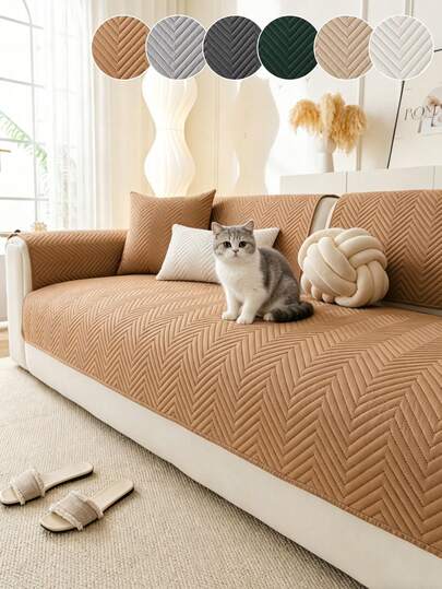 1 chiếc đệm sofa cho thú cưng, họa tiết hình học, màu trơn, gia cường bằng sóng siêu âm, chống trầy xước, đáy chống trượt, sử dụng được quanh năm, có thể giặt máy, phù hợp cho chó và mèo.