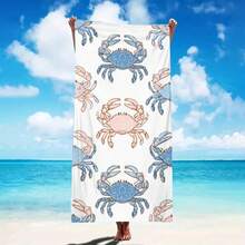 1pc Ultra Soft Crab Pattern Beach Towel, Suitable For Beach, Pool Party, Vacation - Beach & Pool Accessories - Style2 - View 2