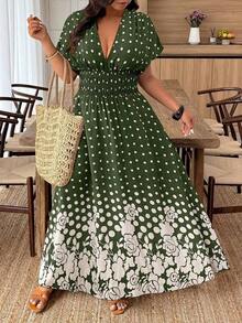 Weeklong Vestido de mujer talla grande con cuello en V profundo y estampado aleatorio - Multicolor 9 - Ver 4