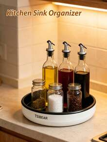 360° Rotating Storage Tray With Non-Slip Base And High Edges, Convenient For Accessing Spices And Jars, Suitable For Home Chefs And Tidy People, Heavy-Duty Round Rotating Rack, Great For Kitchen, Cabinets And Refrigerators, Essential Kitchen Item, Home Organization - Multicolor - View 11