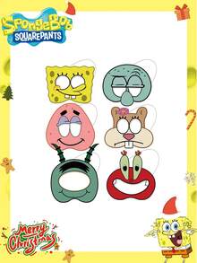 SpongeBob SquarePants 1/12pcs Random SquarePants Party Hats, Glasses, Party Decorations, Best For Birthday Party Photo Props, Holiday Party Decor, Home Decor, Graduation Gift, Gift For Girlfriend, Christmas Decorations - Multicolor - View 1