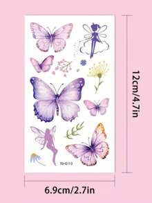 10 Sheets Butterfly Fairy Temporary Tattoos For Girls - Vibrant Colorful Butterfly Designs With Floral & Star Accents, High Quality Body Art For Birthday Parties, Fairy-Themed Events, Festivals - Easy Apply &, No Residue, Party Accessories, Whimsical Tattoos, Easyremove Tattoos, Festival Accessories, Fairythemed Decor, Body Art, Festival Goers, Lightweight Material, Festival Attendees - Multicolor - View 4