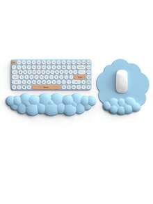 1 Set Cloud Mouse Pad With PU Leather Soft Surface Wrist Rest, Fashionable Minimalist Wrist Support For Office Keyboard Typing, Non-Slip Silicone Pad For Computer, Unisex - View 11