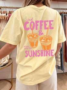 Tropicoqueta OutfitsFort Worth, Texas East. 1849 Cowboy Horse Desert Landscape Graphic T-Shirt - Casual Crew Neck Cotton Tees, Summer Breathable, Per - 黃色 - 查看 3