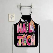 Adjustable Lace-Up Apron With Interesting Nail Art Pattern, Suitable For Kitchen, BBQ, Nail Salon, Party & Cosplay, Butterfly Print Design - LIWQ0041 - View 32