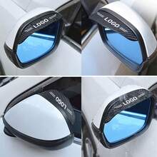 2pcs Carbon Fiber Texture Rearview Mirror Rain Guards And Waterproof Wiper Blades, Black Car Rearview Mirror Rain Shields, Multiple Brand Logos Available - A - View 7