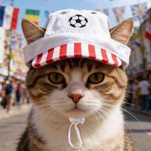 1 pieza Sombrero con temática de la Copa Mundial adecuado para perros y gatos, gorra de fútbol para perros con agujeros para las orejas, boina y gorra de béisbol para mascotas, sombrero ajustable para el sol adecuado para gatos y perros pequeños/medianos, accesorio para caminar para mascotas - Multicolor - Ver 9