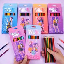 Hasbro Bộ bút chì màu 12 chiếc/hộp dành cho bé gái, văn phòng phẩm chất lượng cao theo phong cách INS, bút chì vẽ và tô màu. - Nhiều màu - Xem 9