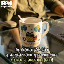 Taza Cerámica Feliz Día del Padre Incluye Cuchara y Tapa o Platito con Caja para Regalo Color Azul - REGALOS - Ver 6