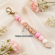 1pc Customized Keychain, Heart-Shaped Charm, Macaron Color Beaded, Mother's Day Gift, Handmade Gift, Bag Decor, Personalized Name Keychain - Heart Keychain - View 31