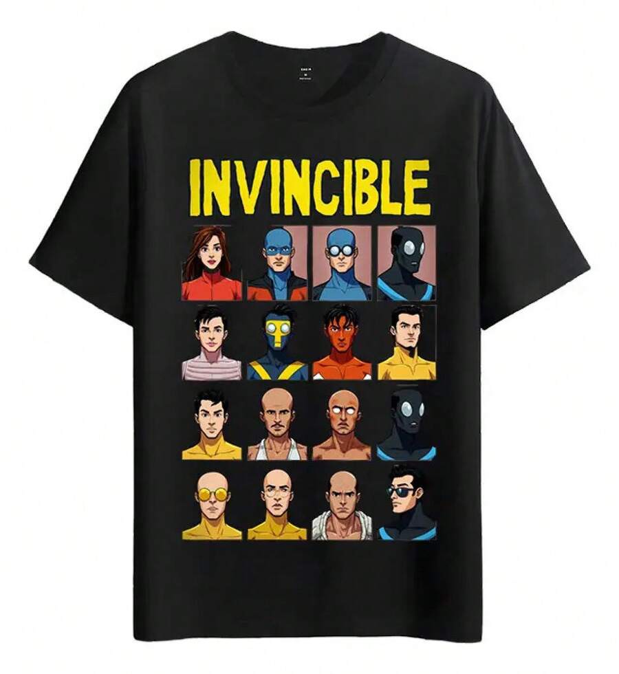 Muscle Freaks Invincible Heroes Comic Style Omniman T-Shirt - Black - View 1