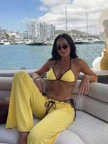女款復古斑馬紋細肩帶比基尼，性感海灘度假3件式泳衣套裝，2026春夏 - 彩色 - 查看 7
