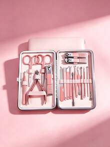 Cute & Sweet Nail Art Tool Set, Includes Nail Clipper, Ear Spoon, Scissors, Nail File, Specially Designed For Nail Artists - Pink - View 1