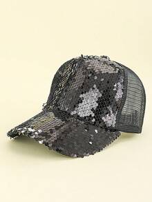 1 pièce Casquette de baseball en maille pailletée respirante pour femmes, casquette de soleil pour randonnée en plein air - Multicolore - Voir 8