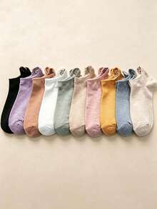 4 Pasang Kaos Kaki Wanita Motif Kartun Kucing Polos Acak, Pola Bordir Kartun Lucu, Tipis untuk Musim Panas, Lembut, Nyaman, Bernapas, Serbaguna, Cocok untuk Pemakaian Sehari-hari dan Hadiah Liburan - MultiWarna - View 5