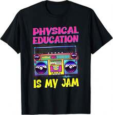 Camiseta gráfica retro boombox de los 80 con texto color neón y manga corta - Negro - Ver 6