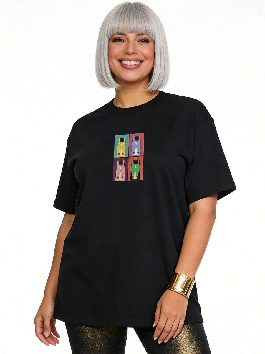 Camiseta de manga corta con cuello redondo suave y casual de verano para mujer, tops para salir, vintage, Gen Z, tops, curvas, ropa Y2K, algodón, Italia, Grecia, tops de mujer, tops bonitos, camisetas gráficas, conjuntos de primavera, estilo callejero americano, casual deportivo, estilo unisex, estilo casual urbano, casual, jersey, camisetas holgadas, ropa de calle retro, estilo de los 90, estilo de los 2000, subcultura, estilo europeo, tops negros, tops blancos, conjuntos de fiesta de los 90. Negro - Negro - Ver 1