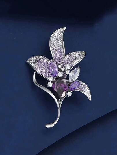 1 pieza Broche de orquídea exquisito, broche de flor de cristal elegante y lujoso para mujeres, diseño pequeño y delicado, un regalo ideal para amigos