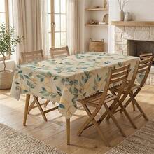 1pc Eucalyptus Leaf Print Polyester Tablecloth, Suitable For Kitchen, Dining Room, Holiday, Banquet, Party Table Decor - Multicolor - View 6